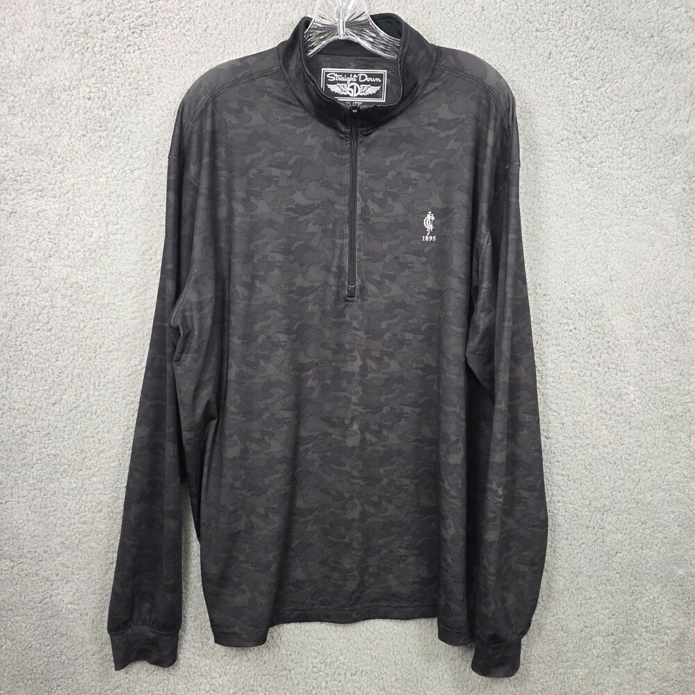 Straight Down Quarter Zip Pullover Men's  2XL Gray Camo Waffle Knit